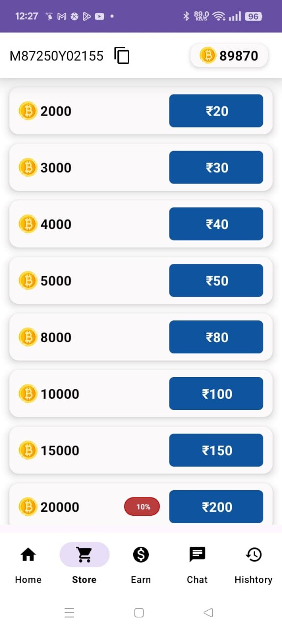 Profile and settings screen